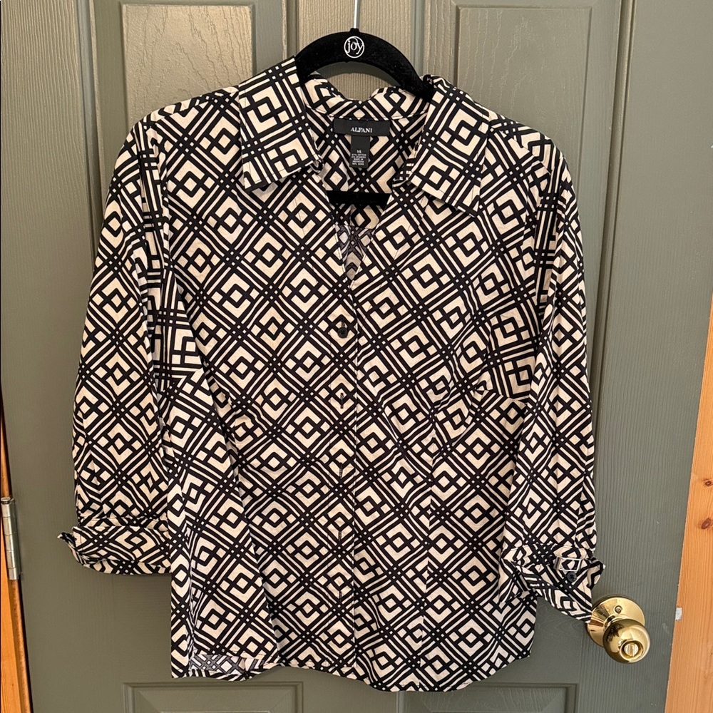 Alfani Monochrome Geometric Pattern Shirt